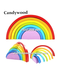 Bộ xếp hình cầu vồng gỗ Sort color Rainbow