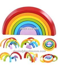 Bộ xếp hình cầu vồng gỗ Sort color Rainbow