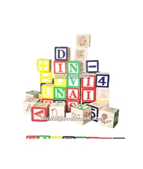 Wooden block 50pcs - Bộ 50 khối gỗ học chữ và số ABC 123