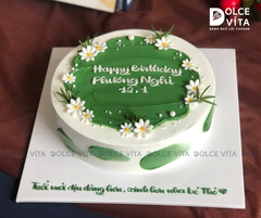 [2017] Bánh trang trí hoa cúc xinh xắn, tone màu xanh lá