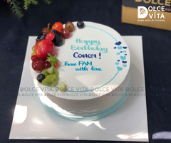 956 Bánh kem sữa tươi mixed fruit tone xanh dương