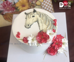 [2853] (100) Bánh kem vẽ chú Ngựa cho nhiều dịp chúc mừng, thôi nôi, sinh nhật
