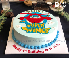 [2123] (90) Bánh kem vẽ Máy bay Jett tia chớp - Super Wings tặng sinh nhật bé trai