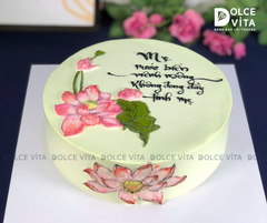[1286] (90+) Bánh Kem Vẽ Hoa Sen & Thư Pháp – Món Quà Tôn Vinh Mẹ, Đậm Hồn Việt