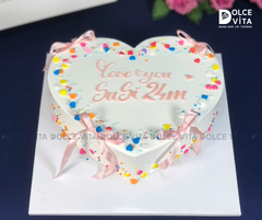 [1780] (30) Bánh trái tim phong cách Hàn Quốc - Trang trí Ruy băng nơ