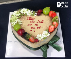 HS006 Tiramisu trái tim trang trí hoa kem