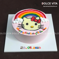 [1558] (80) Bánh kem vẽ Mèo Kitty cho bé gái