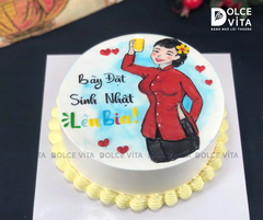 [2898] (90) Bánh cô gái mặc áo bà ba hài hước cho tiệc sinh nhật sôi động