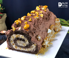 M040 Bánh khúc cây (Yule log cake for Christmas) cho mùa Giáng sinh 2025