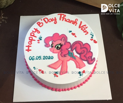 [1603] (80) Bánh kem vẽ ngựa Pony Pinky Pie (Unicorn) màu hồng
