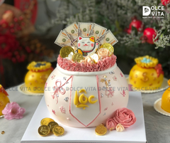 [1067] Bánh Hũ vàng/ Túi tiền Khai trương Thần tài - mèo thần tài Maneki Neko