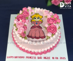 [1908] (150) Bánh kem vẽ công chúa Peach (hoạt hình Mario) tặng bé gái