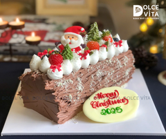 C044 Bánh khúc cây (Yule Log Cake for Christmas) trang trí ông già Noel