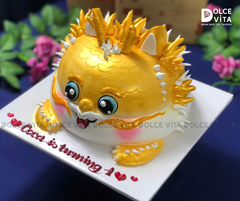 [1174] (180-250) Bánh kem tạo hình rồng vàng – Quà tặng thôi nôi, sinh nhật bé