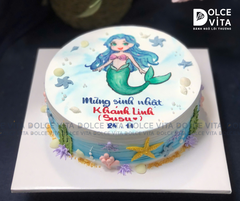 [1184] (80) Bánh sinh nhật bé gái hình Nàng Tiên Cá Ariel – Đặt bánh vẽ theo yêu cầu