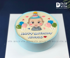[2972] (35) Bánh vẽ chibi khuôn mặt bé trai cho sinh nhật