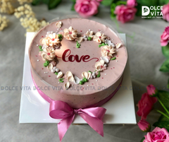 [1114] Mulberry Yogurt - Bánh mousse phô mai dâu tằm sữa chua trang trí hoa trái tim