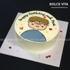 271 (60) Bánh kem vẽ chibi chân dung - Món quà sinh nhật cho Nam giới độc đáo