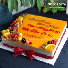012 Bánh mousse phô mai chanh dây (Passion Fruit mousse) hình vuông