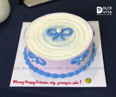 [1983] Bánh phong cách tối giản vẽ nơ tone xanh