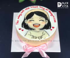 [1926] (70) Bánh Kem Vẽ Hình Bé Gái Đáng Yêu