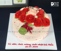 [1794] (100M) Bánh trang trí hoa hồng đỏ - rực rỡ cho mọi dịp