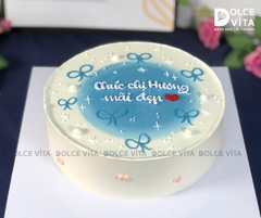 [1983] Bánh phong cách tối giản vẽ nơ tone xanh