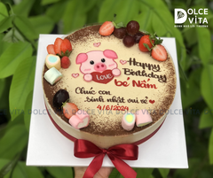 554 (30) Bánh Tiramisu Vẽ Tay – Chú Heo Ngộ Nghĩnh