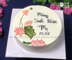 [1286] (80) Bánh Kem Vẽ Hoa Sen & Thư Pháp – Món Quà Tôn Vinh Mẹ, Đậm Hồn Việt