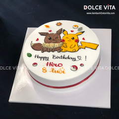 [1848] (90) Bánh kem vẽ Pokemon - Pikachu & Eevui