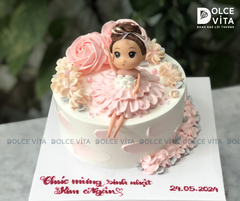 [1206] (80) Bánh Sinh Nhật Búp Bê Bé Gái Tone Hồng Cam