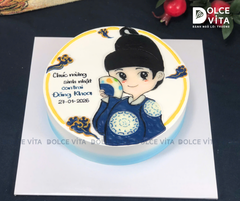 [1638] (90) Bánh kem vẽ bé trai trong trang phục Hanbok - dành tặng cho em bé Hàn Quốc