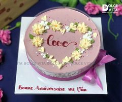 [1114] Mulberry Yogurt - Bánh mousse phô mai dâu tằm sữa chua trang trí hoa trái tim