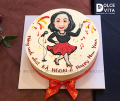 [2856] (100) Bánh Kem Vẽ Người Bà Vui Vẻ – Món Quà Sinh Nhật Đầy Sức Sống