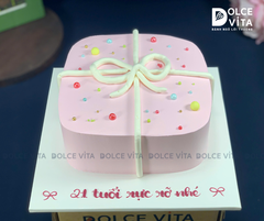 [3128] (80) Bánh Sinh Nhật Hình Hộp Quà Tone Hồng Pastel Dễ Thương