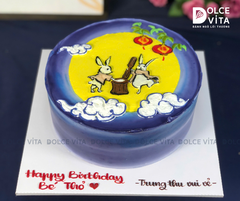 [1967] (90) Bánh kem vẽ các chú thỏ chơi dưới trăng cho dịp Trung thu