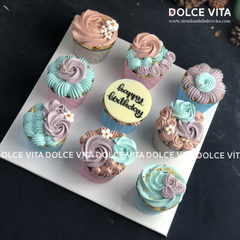 [1402] Set 9 cupcake trang trí hoa kem