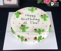 [1633] (40) Bánh Kem Vẽ cây xương rồng mạnh mẽ (Cactus Flower)