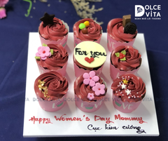 205 Set 9 Cupcake trang trí kem, tông đỏ