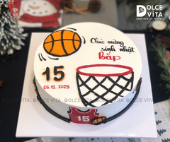 [418] (60) Bánh Kem Vẽ hình chủ đề bóng rổ