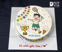 [206] (80) Bánh kem vẽ cậu bé chơi cầu lông