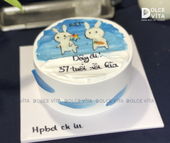 [1666] (60) Bánh vẽ 2 Thỏ Bảy Màu bá đạo