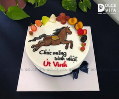 360 (90) Bánh kem vẽ ngựa chiến phi nước đại