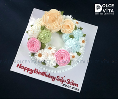 734 (M120-180) Bánh trang trí hoa kem màu Pastel