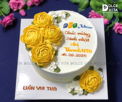[1146] (60-90-120-150) Bánh Kem Trang Trí Hoa Vàng – Món Quà Rực Rỡ Cho Sinh Nhật, Khai Trương & Chúc Mừng