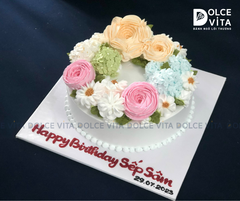 734 (M120-180) Bánh trang trí hoa kem màu Pastel