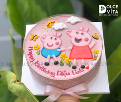 575 (60) Bánh mousse dâu tằm sữa chua (Mulberry Yogurt) vẽ hình chú heo Peppa Pig