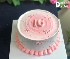 [3015] Bánh Kem Tone Hồng Nữ Tính Ghi Số Tuổi Nổi Bật