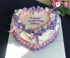 [2979] (50) Bánh hình trái tim phong cách vintage - retro tone tím