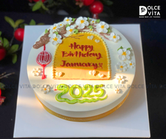 403 (30) Bánh vẽ cành mai trắng, lồng đèn chủ đề ngày Tết